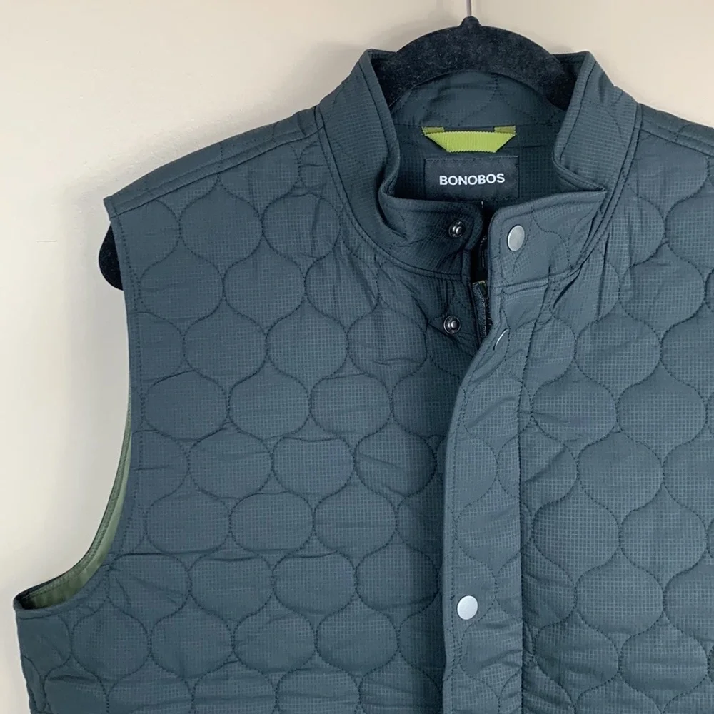 NWT Bonobos mens black lightweight quilted vest sz lg